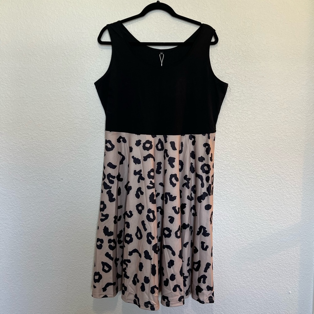 🐆 Black Leopard Cheetah Print Plus Size Tank Dress 🐆